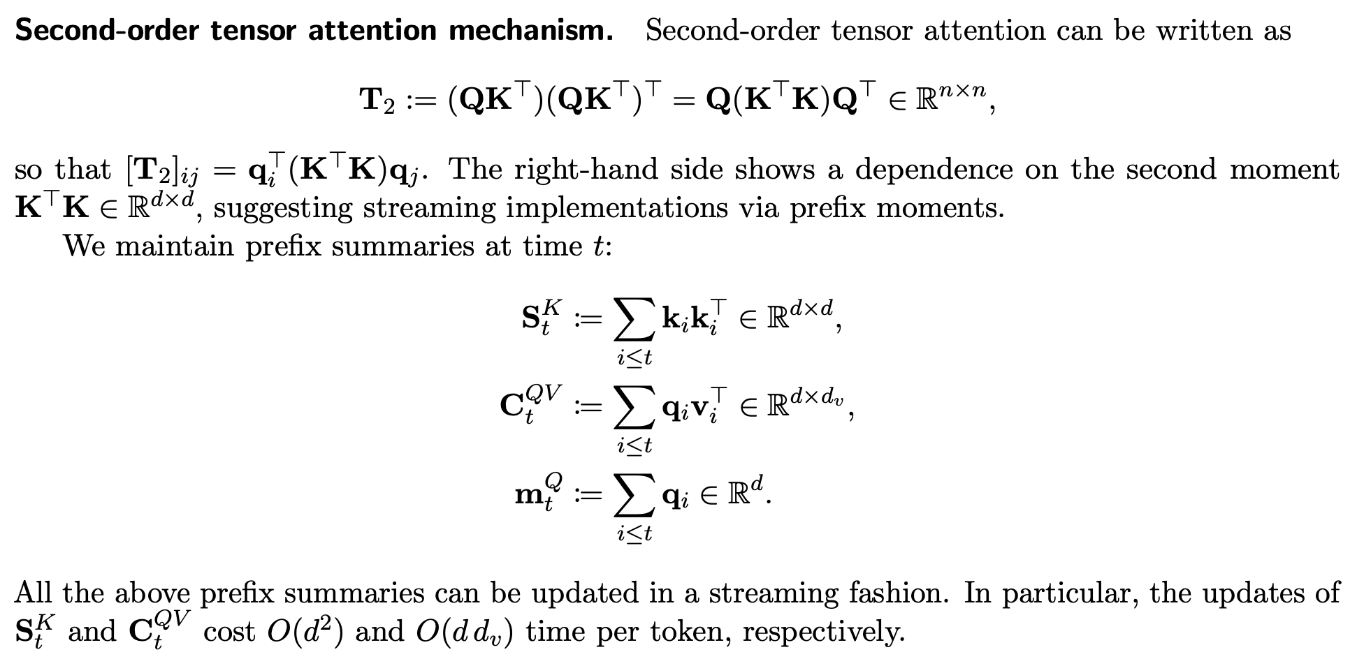 HLA: prefix summaries drive higher‑order attention without n×n matrices.